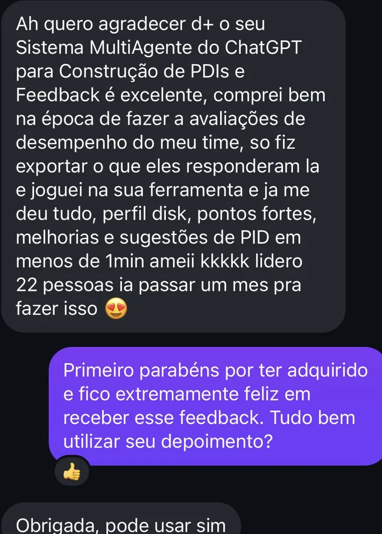 Depoimento real: líder de 22 pessoas conta que recebeu perfil DISC, pontos fortes e sugestões de PDI em menos de um minuto por colaborador